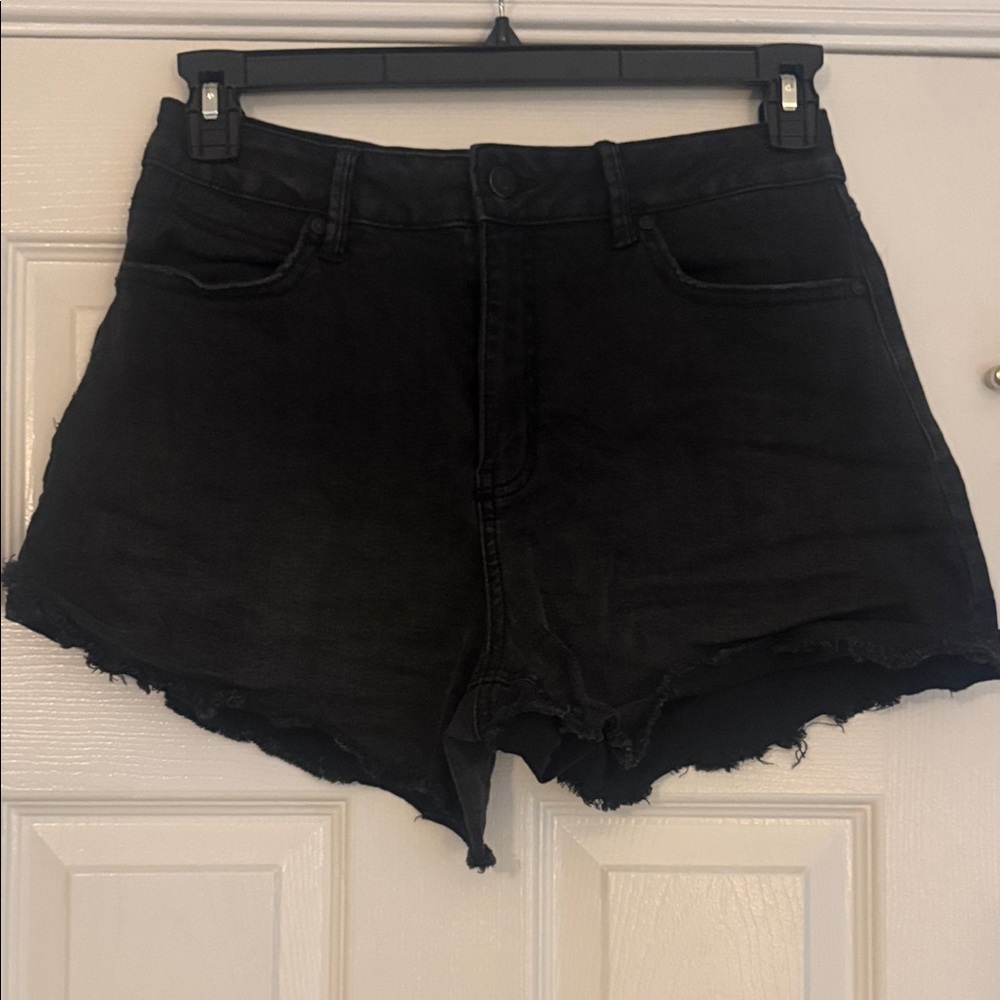 Sincerely Jules High Waist Rough Hem Cutoff Black Denim Shorts